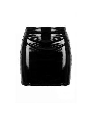 Jupe noire en simili cuir avec zip Lara