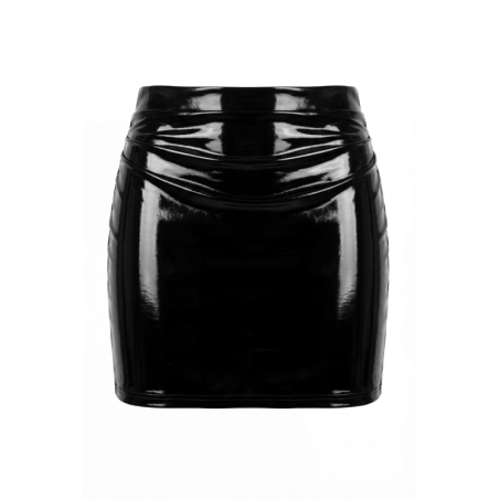 Jupe noire en simili cuir avec zip Lara