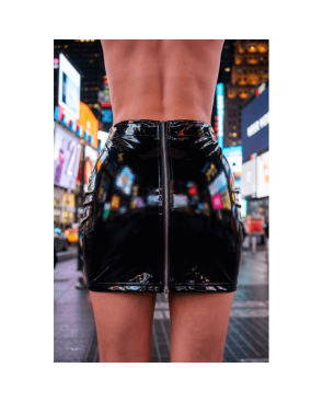 Jupe noire en simili cuir avec zip Lara