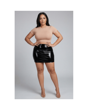 Jupe noire en simili cuir avec zip Lara
