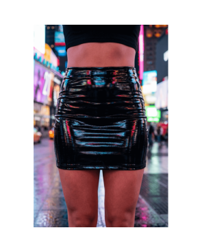 Jupe noire en simili cuir avec zip Lara
