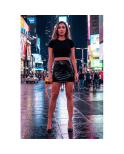 Jupe noire en simili cuir avec zip Lara