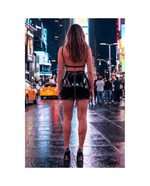 Jupe noire en simili cuir avec zip Lara