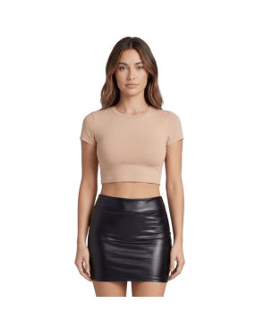 Jupe noire en simili cuir mat Sifia