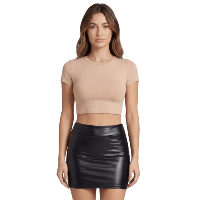 Jupe noire en simili cuir mat Sifia Jupe noire en simili cuir mat Sifia