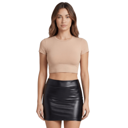 Jupe noire en simili cuir mat Sifia