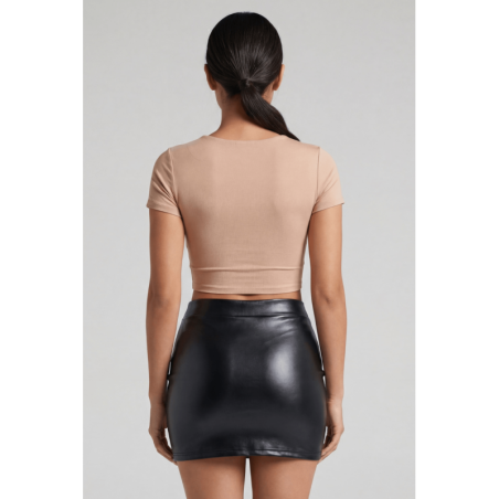 Jupe noire en simili cuir mat Sifia