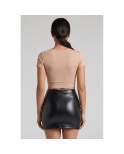 Jupe noire en simili cuir mat Sifia Jupe noire en simili cuir mat Sifia