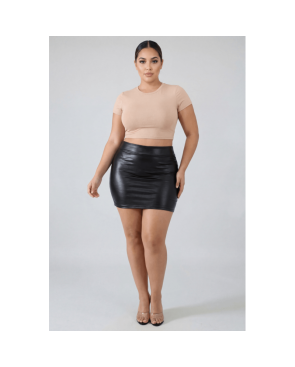Jupe noire en simili cuir mat Sifia