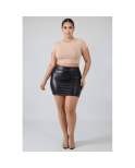 Jupe noire en simili cuir mat Sifia Jupe noire en simili cuir mat Sifia