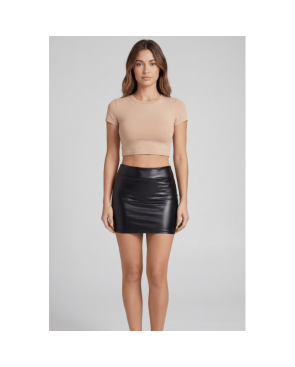 Jupe noire en simili cuir mat Sifia