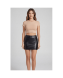 Jupe noire en simili cuir mat Sifia Jupe noire en simili cuir mat Sifia