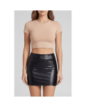 Jupe noire en simili cuir mat Sifia Jupe noire en simili cuir mat Sifia