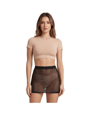 Jupe noire en résille transparente Maya