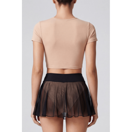 Mini jupe noire en résille transparente Stella