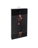 F376 Noirelle Robe à boutons mi-longue en dentelle