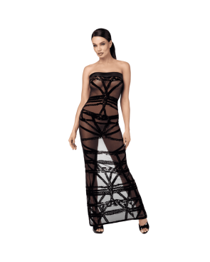 F358 Bondesque Opera Robe longue épaule décolletée