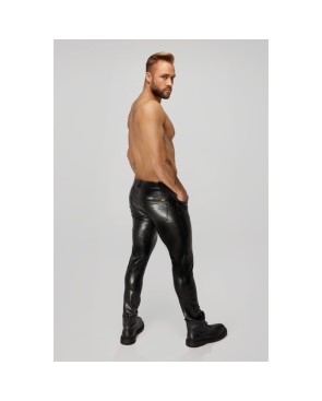 H067 Pantalon long en wetlook serpent avec poches arrière