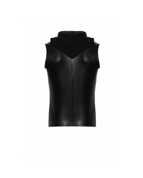 H066 Top zippé sans manches à capuche transparente, aspect serpent 