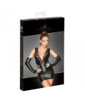 F212 Mini-robe en dentelle et Powerwetlook avec décolleté profond