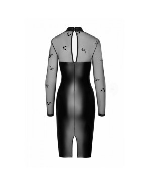 F310 Sublime robe midi en wetlook et maille floquée