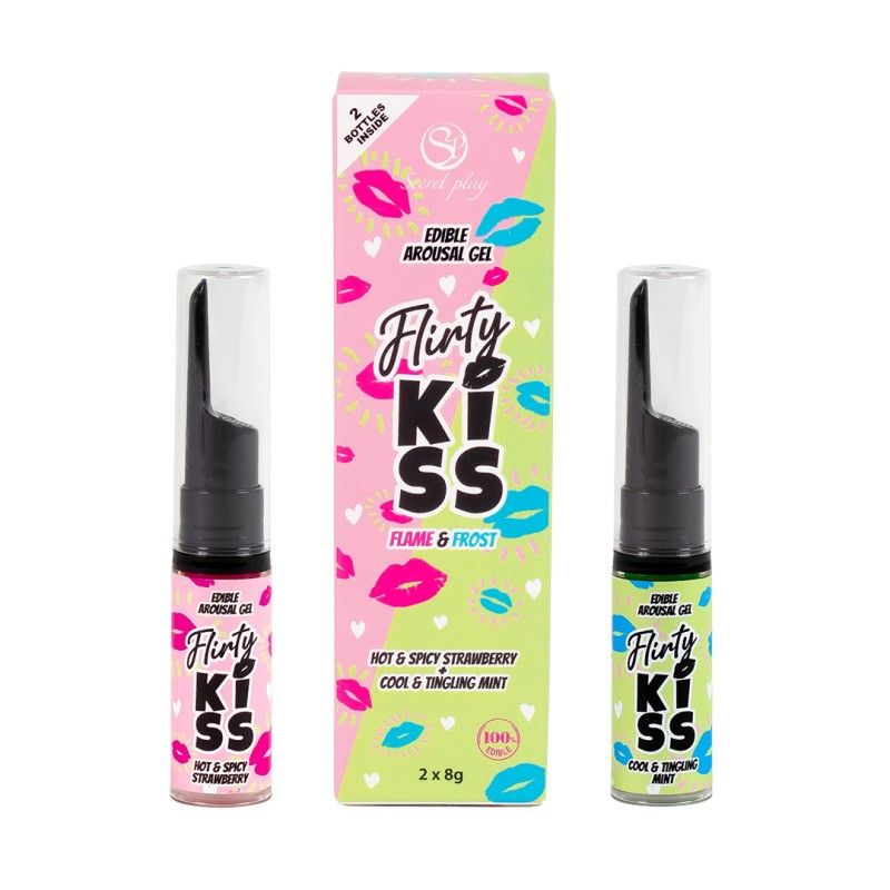 Flirty Kiss - Gels pour sex oral fraise et menthe Flirty Kiss - Gels pour sex oral fraise et menthe