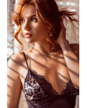 Babydoll noir en maille transparente avec dentelle imprimé animal – Mapalé Babydoll noir en maille transparente avec dentelle imprimé animal – Mapalé