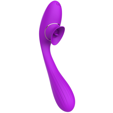 Stimulateur Clitoridien avec langue Vibromasseur Point G 2-en-1 DISA Violet Cœur Ardent