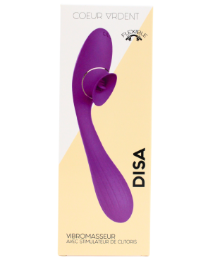 Stimulateur Clitoridien avec langue Vibromasseur Point G 2-en-1 DISA Violet Cœur Ardent