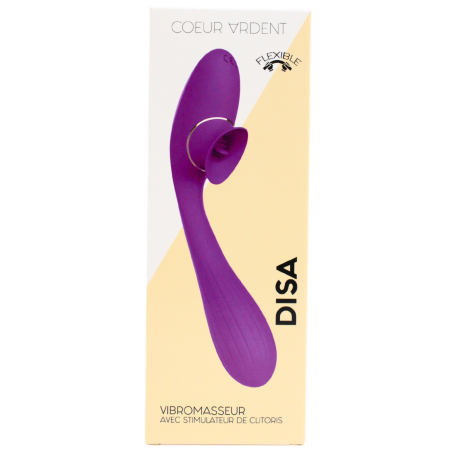 Stimulateur Clitoridien avec langue Vibromasseur Point G 2-en-1 DISA Violet Cœur Ardent