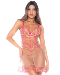 Nuisette en résille brodée avec string Nuisette en résille brodée avec string