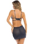 Nuisette bleu nuit et string assorti Nuisette bleu nuit et string assorti