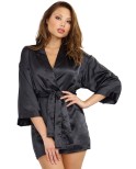 Nuisette noire avec peignoir satinés Nuisette noire avec peignoir satinés