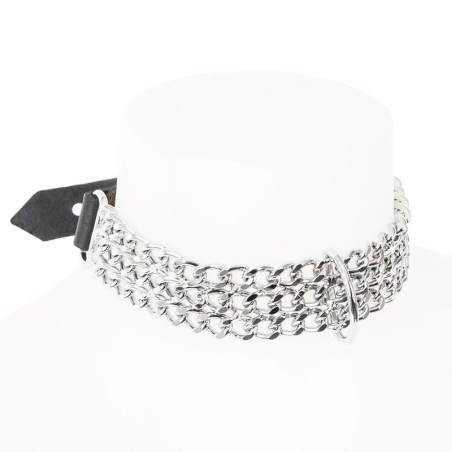 Collier Chaines cuir noir