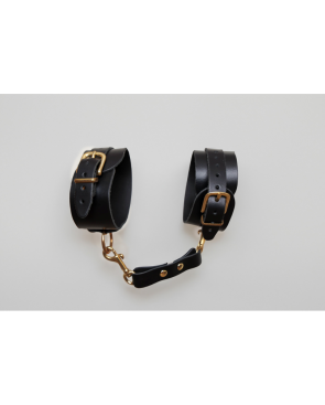 Menottes en cuir Collection Anneaux NOIR  GOLD