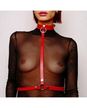 Harnais de poitrine en cuir Rouge
