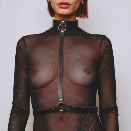 Harnais de poitrine en cuir Noir