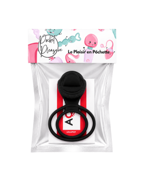 Anneau vibrant 1 seul mode de vibration très extensible noir Pocket Pleasure  1 dosette de lubrifiant