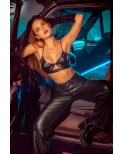 Ensemble lingerie noir effet wetlook avec découpes – Mapalé