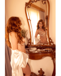 Ensemble lingerie blanc ouvert avec franges scintillantes – Mapalé