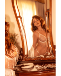 Ensemble lingerie blanc ouvert avec franges scintillantes – Mapalé