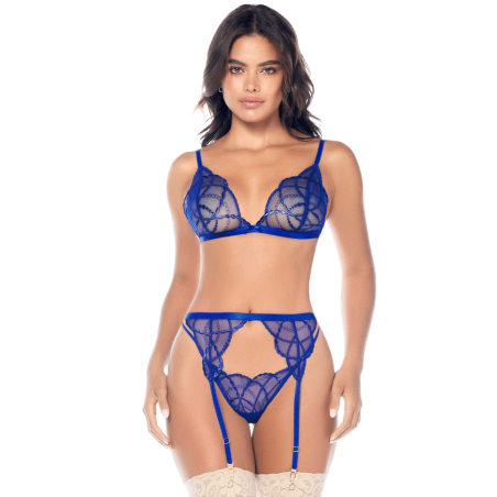 Ensemble sexy 3 pièces avec broderie brillante 