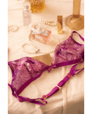 Ensemble sexy 2 pièces en dentelle satinée 