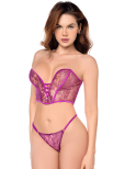 Ensemble sexy 2 pièces bustier string en dentelle satinée Ensemble sexy 2 pièces bustier string en dentelle satinée
