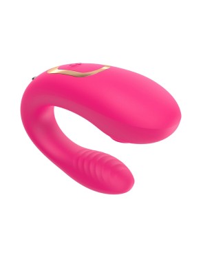 Vibromasseur de couple rose, USB avec 2 moteurs pour stimulation Point G et clitoridienne avec télécommande 