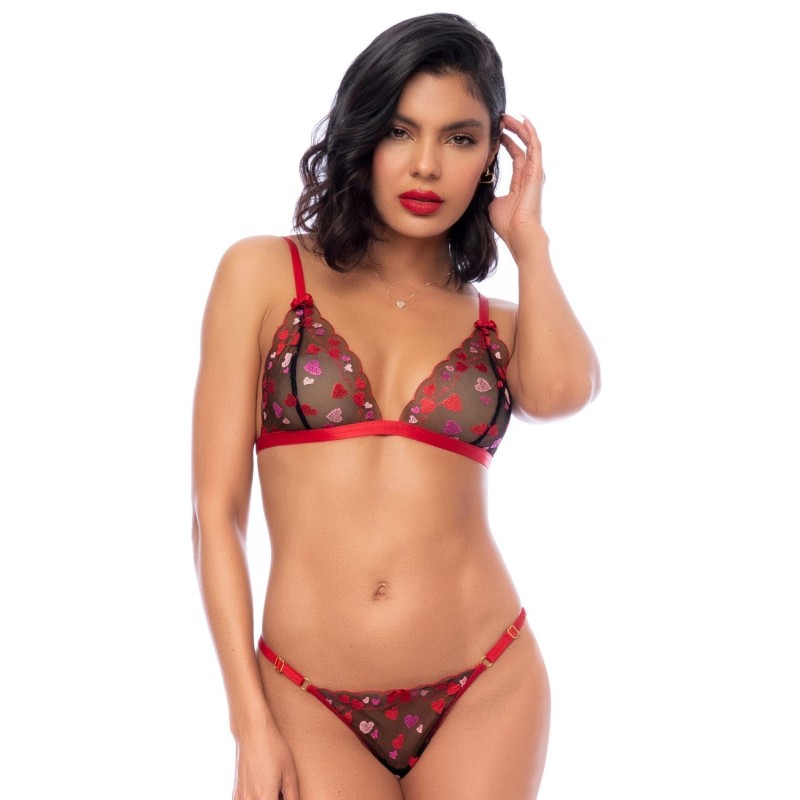 Ensemble 2 pièces noir et rouge à coeurs Ensemble 2 pièces noir et rouge à coeurs