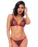 Ensemble 2 pièces noir et rouge à coeurs Ensemble 2 pièces noir et rouge à coeurs
