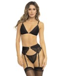 Ensemble 3 pièces noir, soutien gorge, porte jarretelles et string Ensemble 3 pièces noir, soutien gorge, porte jarretelles et string