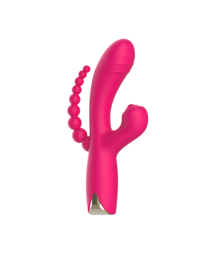 Vibromasseur triple stimulation USB rose Snappy Bunny