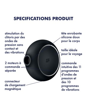 Stimulateur clitoridien par air pulsé et vibration USB Pro To Go 3 Satisfyer